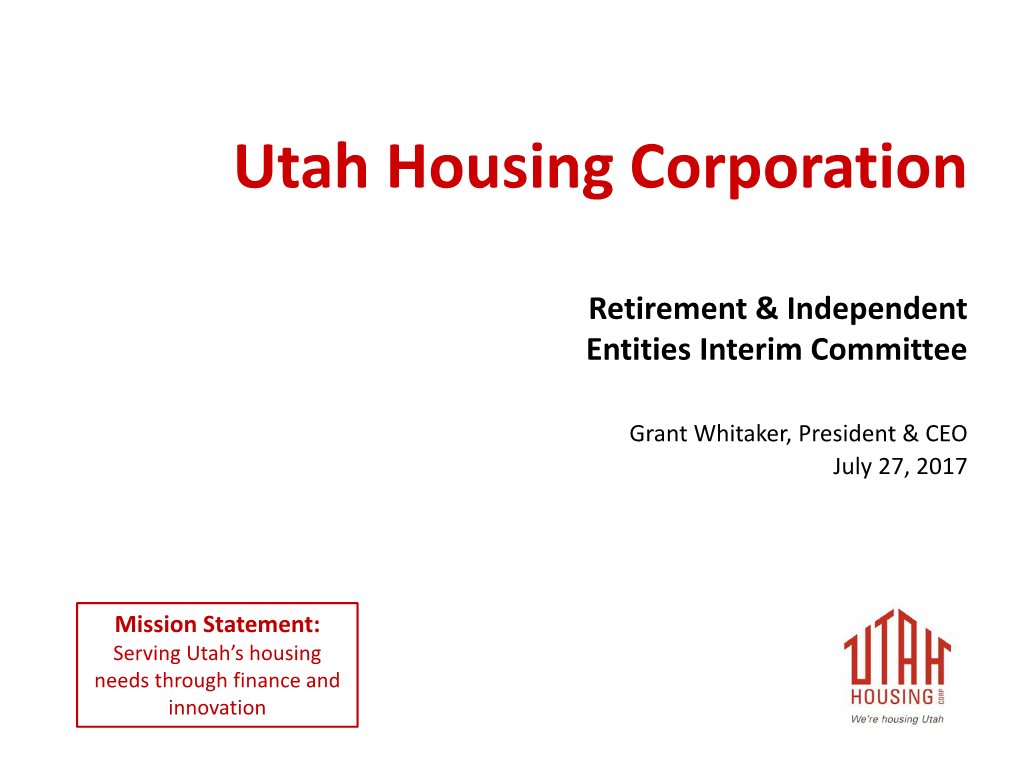 Utah Housing Corporation