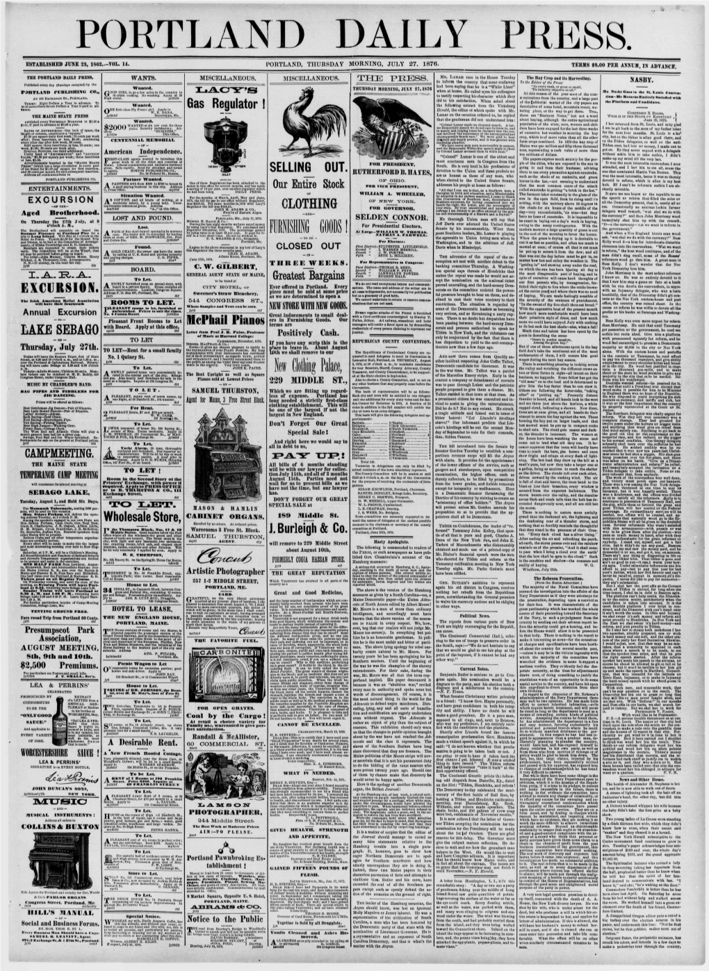 Portland Daily Press: July 27, 1876