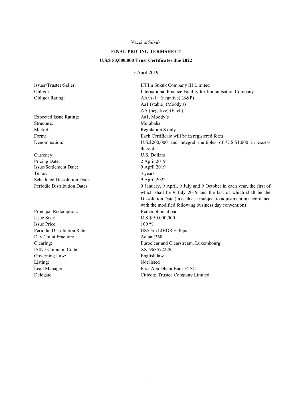 Iffim Sukuk Company III Limited