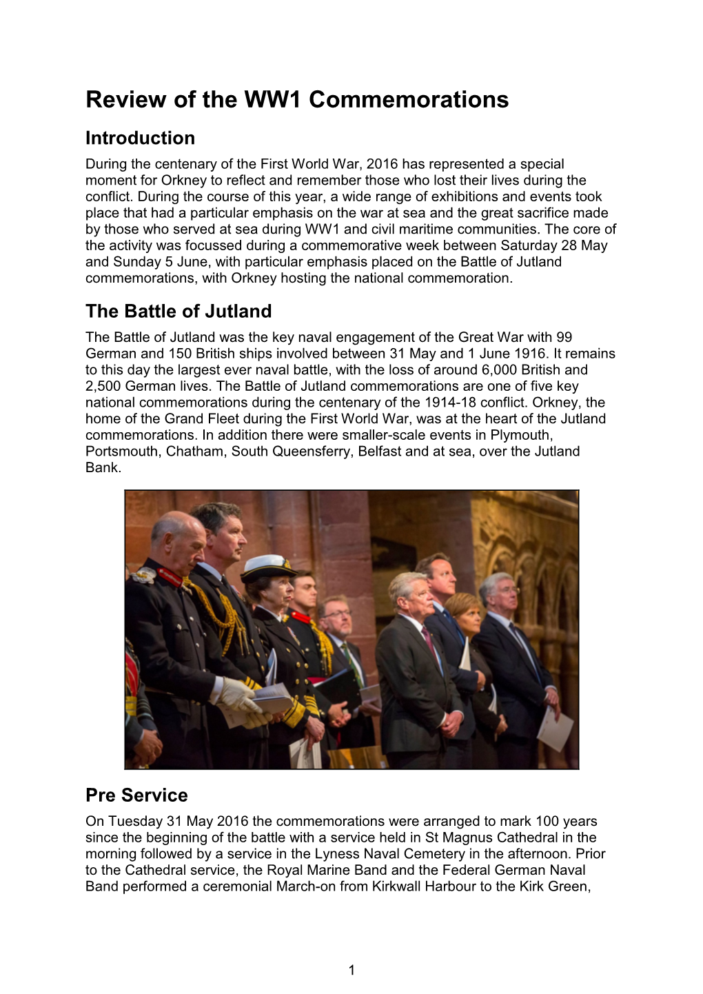 Review of the WW1 Commemorations