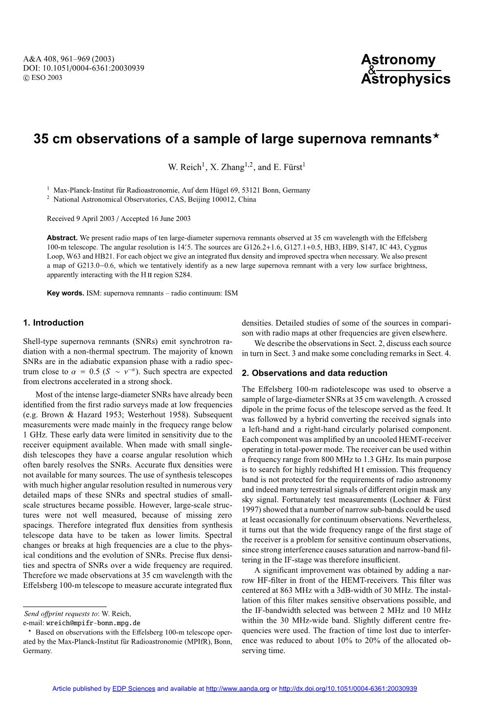 35 Cm Observations of a Sample of Large Supernova Remnants?