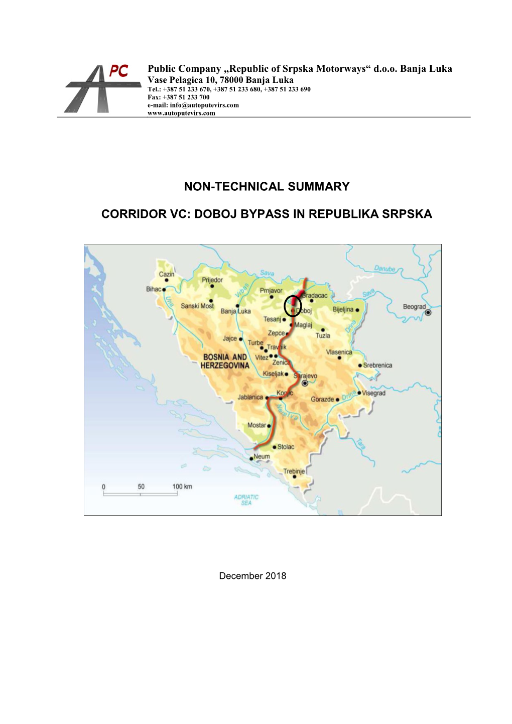 Non-Technical Summary Corridor Vc: Doboj Bypass in Republika Srpska