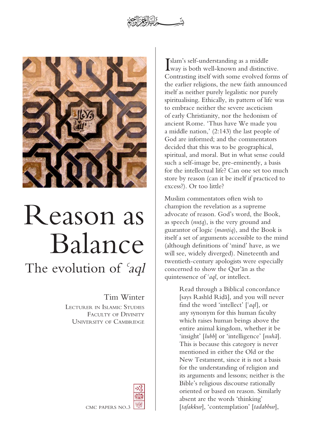 Reason As Balance