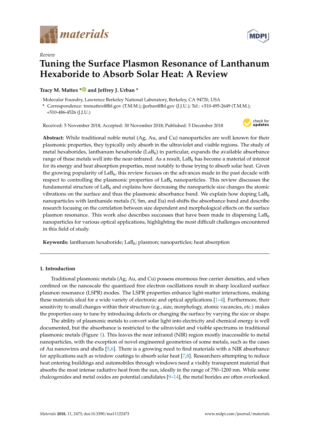Tuning the Surface Plasmon Resonance of Lanthanum Hexaboride to Absorb Solar Heat: a Review