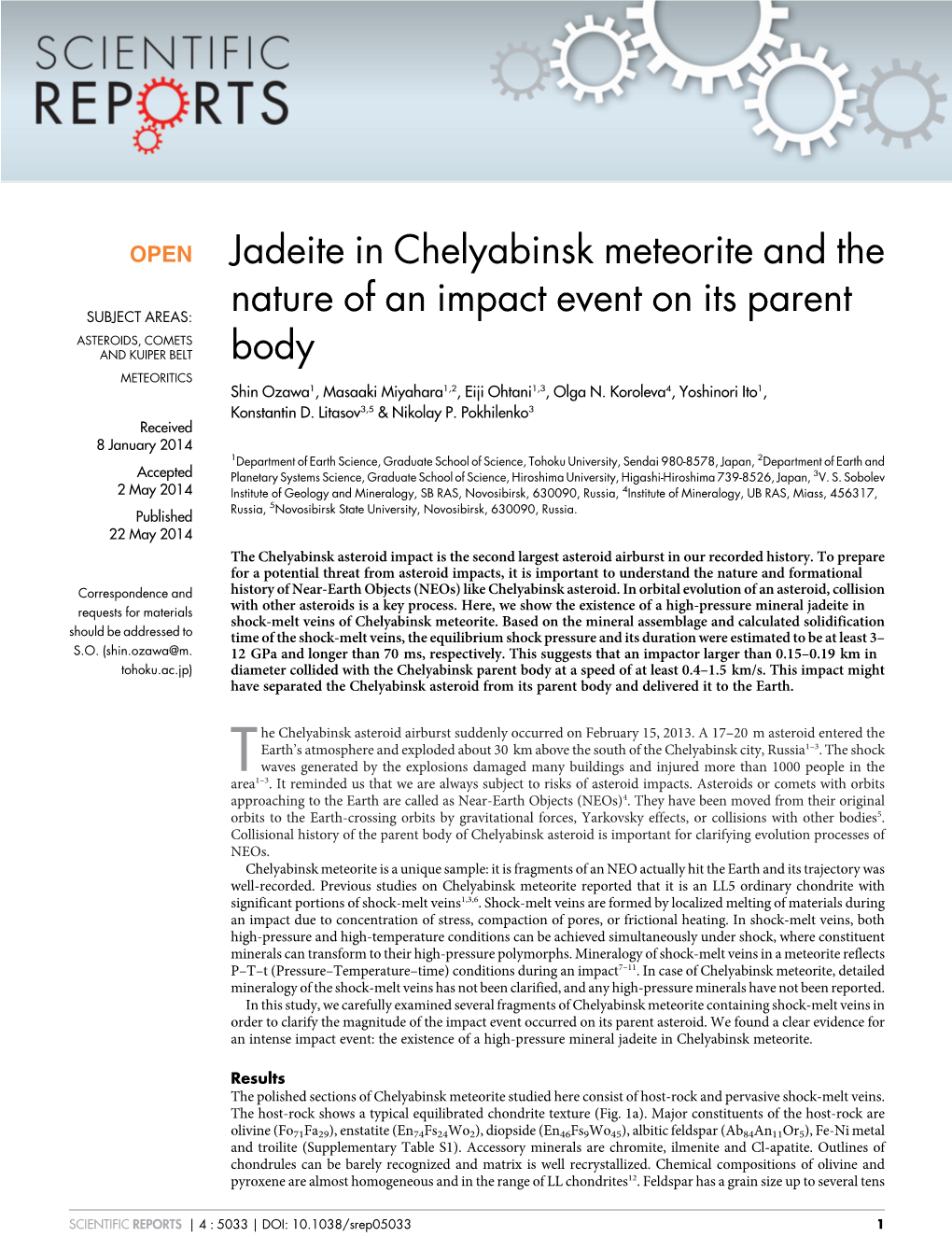 Jadeite in Chelyabinsk Meteorite and the Nature of an Impact Event on Its