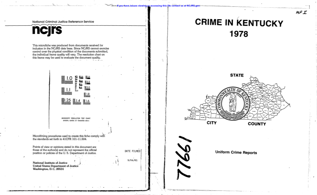 CRIME in KENTUCKY Hcjrs 1978