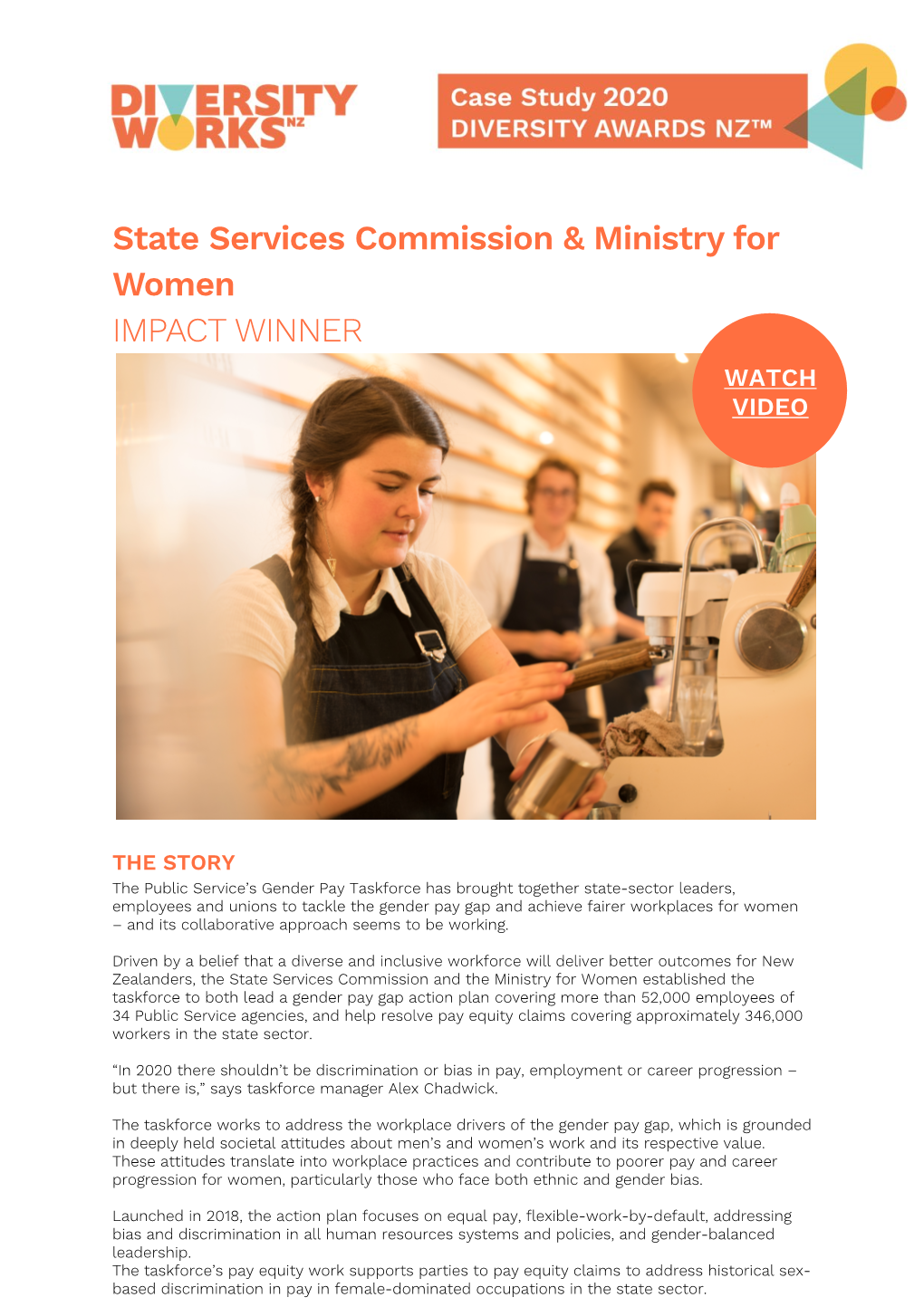 State Services Commission & Ministry for Women IMPACT WINNER