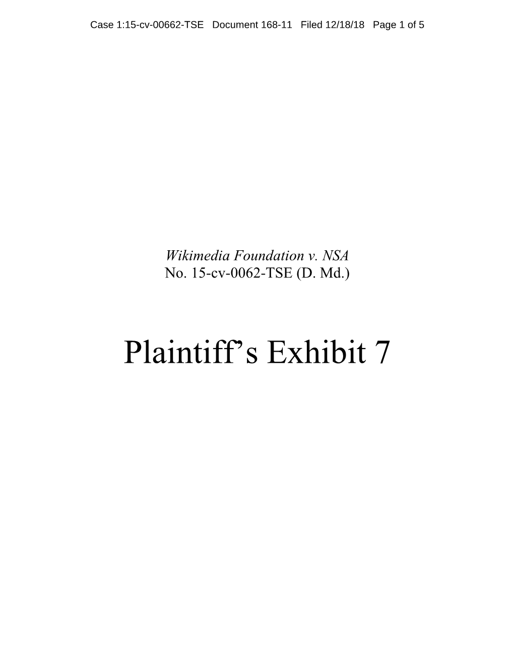 Plaintiff's Exhibit 7