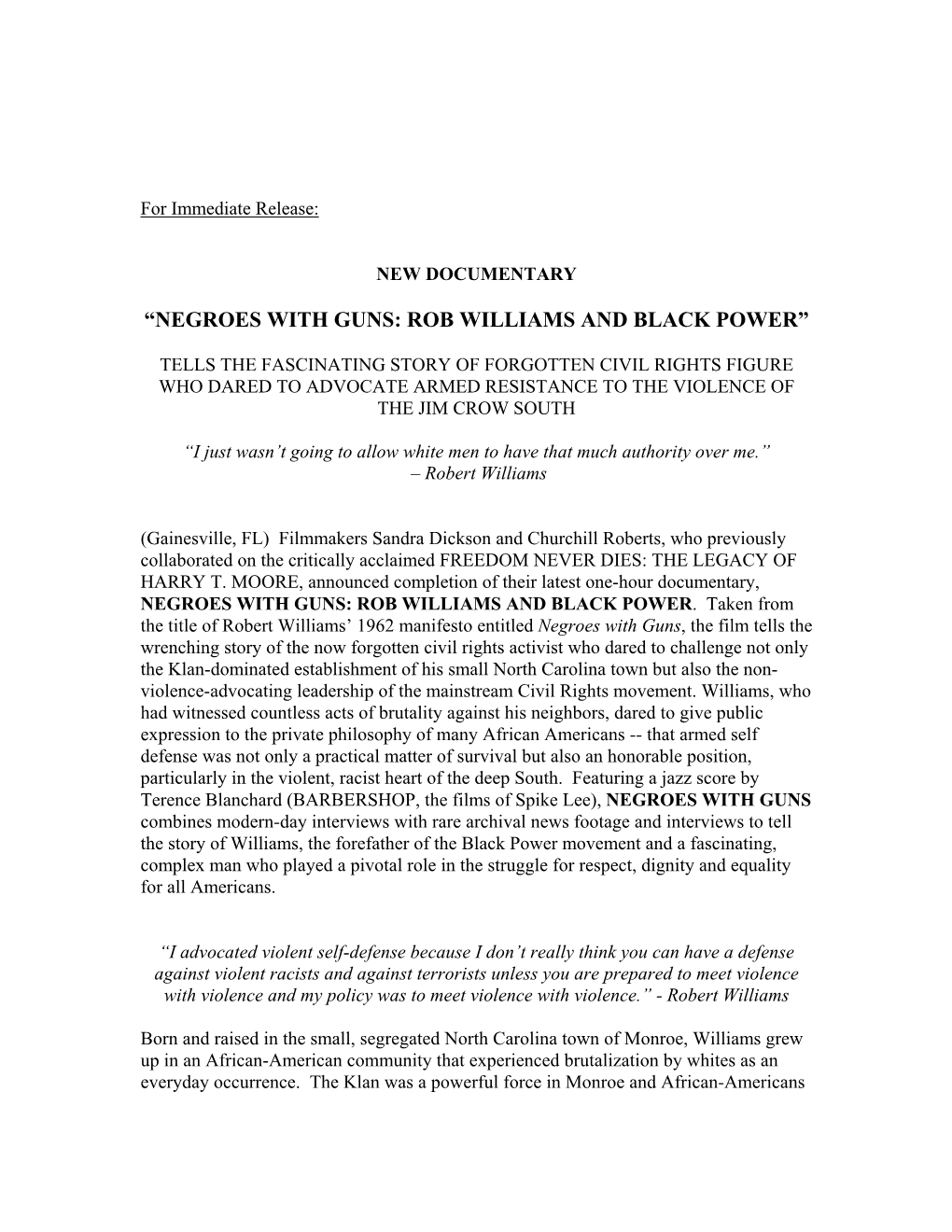 “Negroes with Guns: Rob Williams and Black Power”