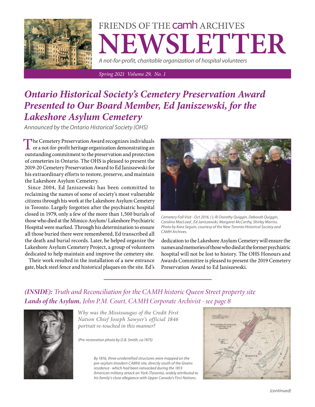 Friends of CAMH Archive Newsletter, V. 29, Spring 2021