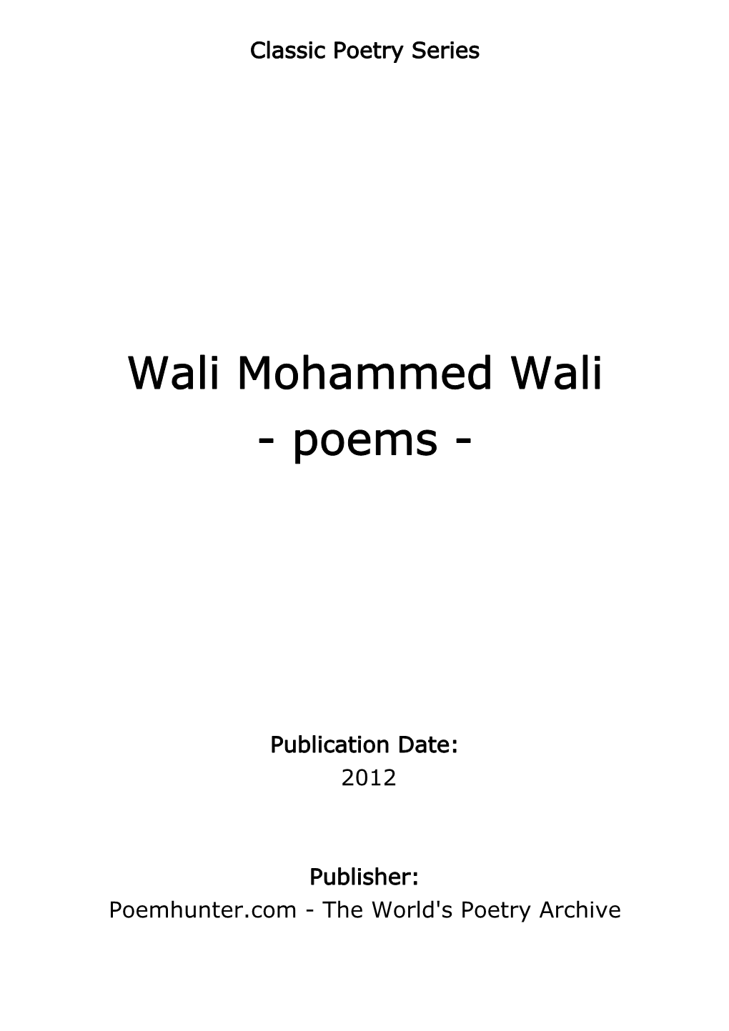 Wali Mohammed Wali - Poems