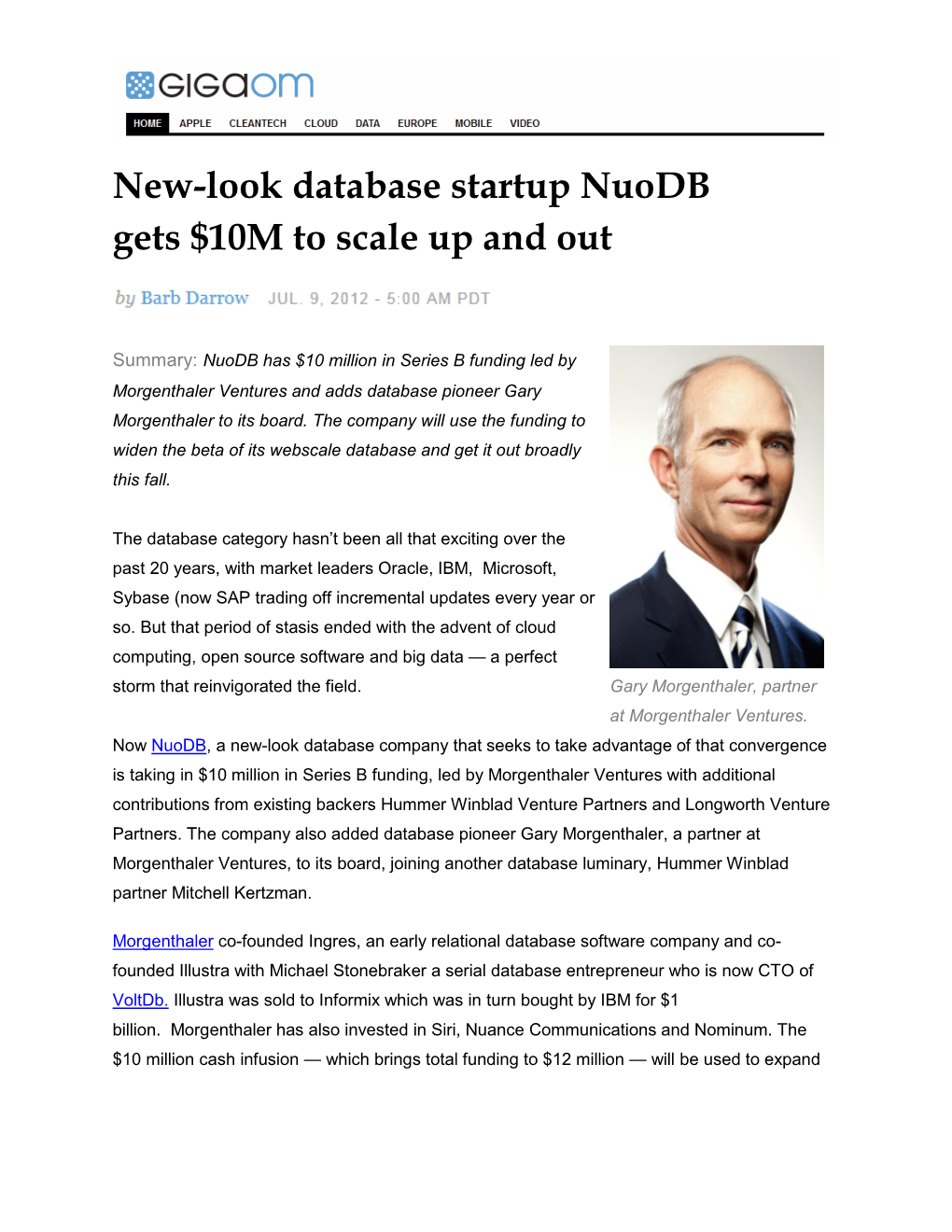 New-Look Database Startup Nuodb Gets $10M to Scale up and Out