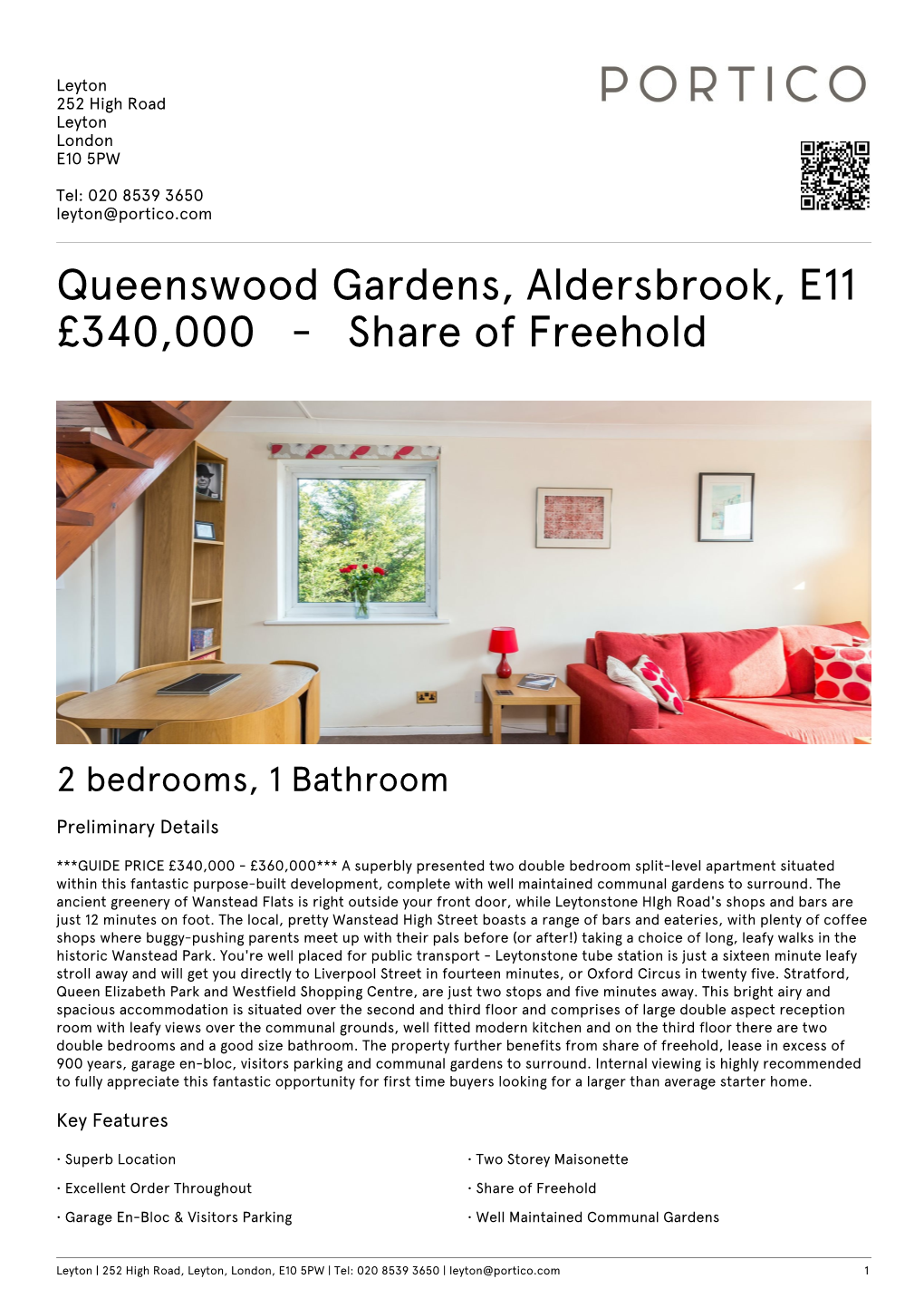 Queenswood Gardens, Aldersbrook, E11 £340000