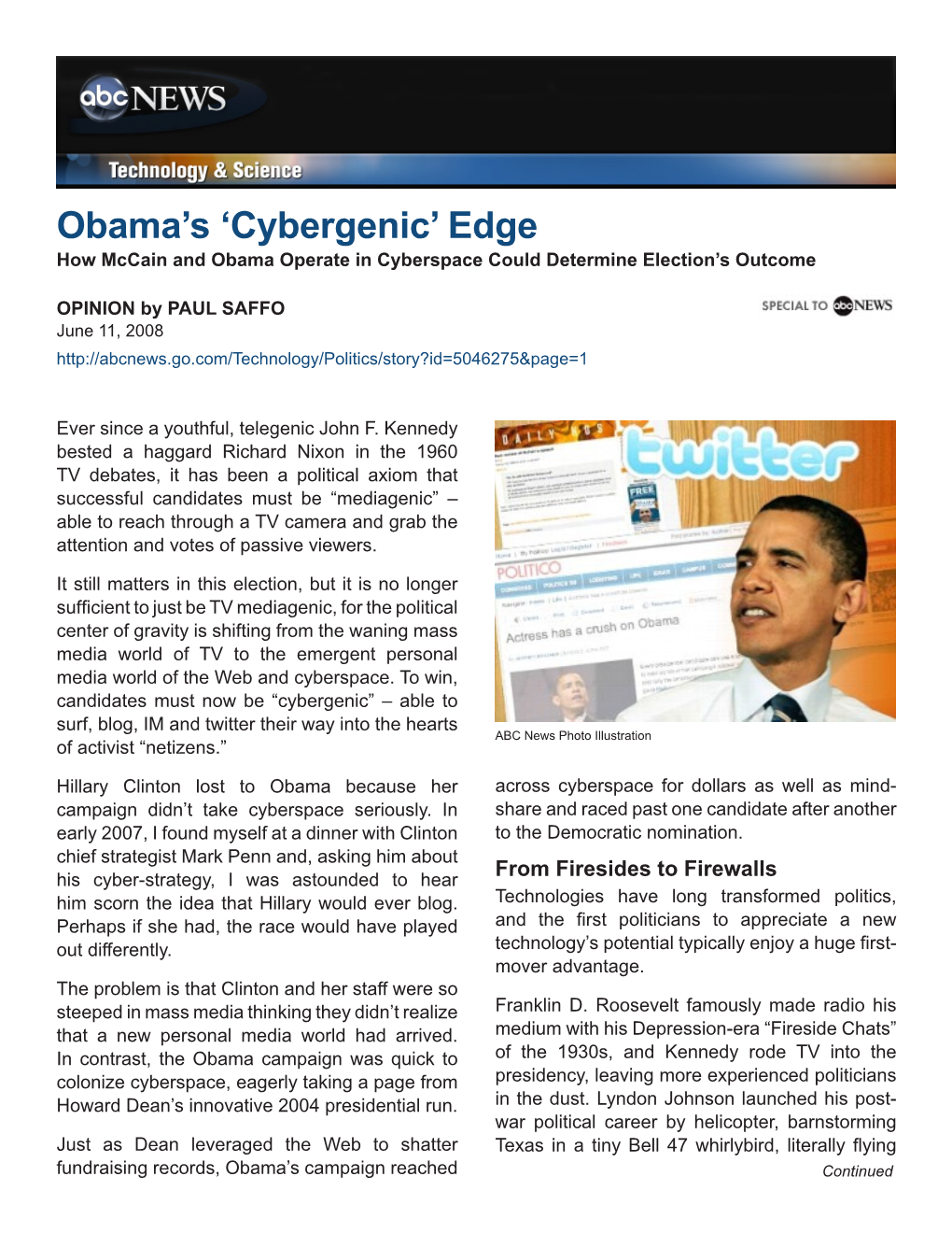 Obama's 'Cybergenic' Edge