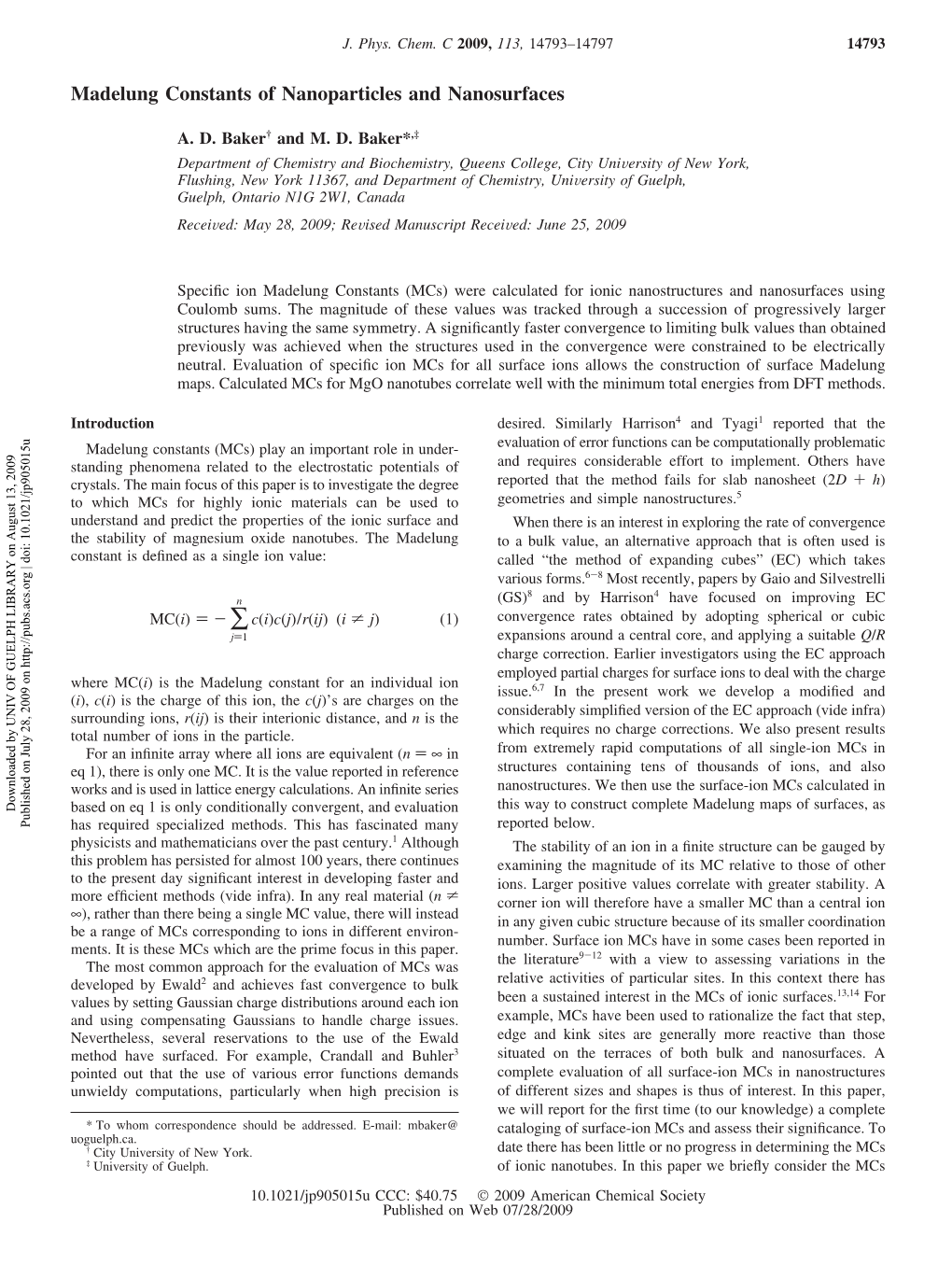 Madelung Constants of Nanoparticles and Nanosurfaces