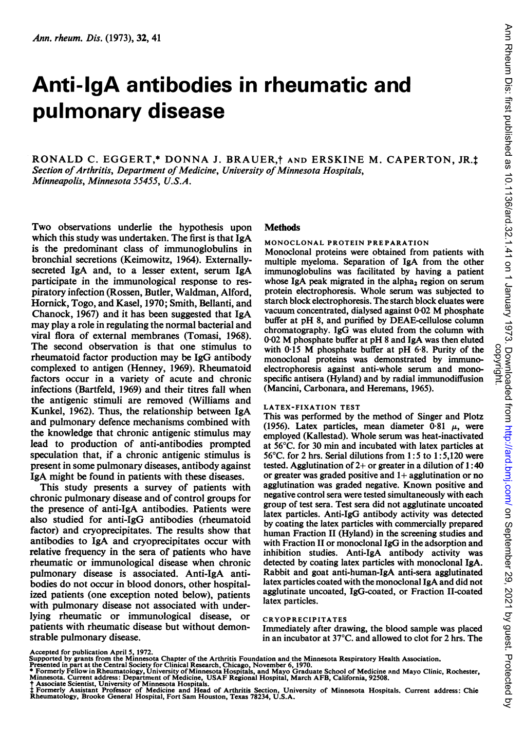 Anti-Iga Antibodies in Rheumatic and Pulmonary Disease