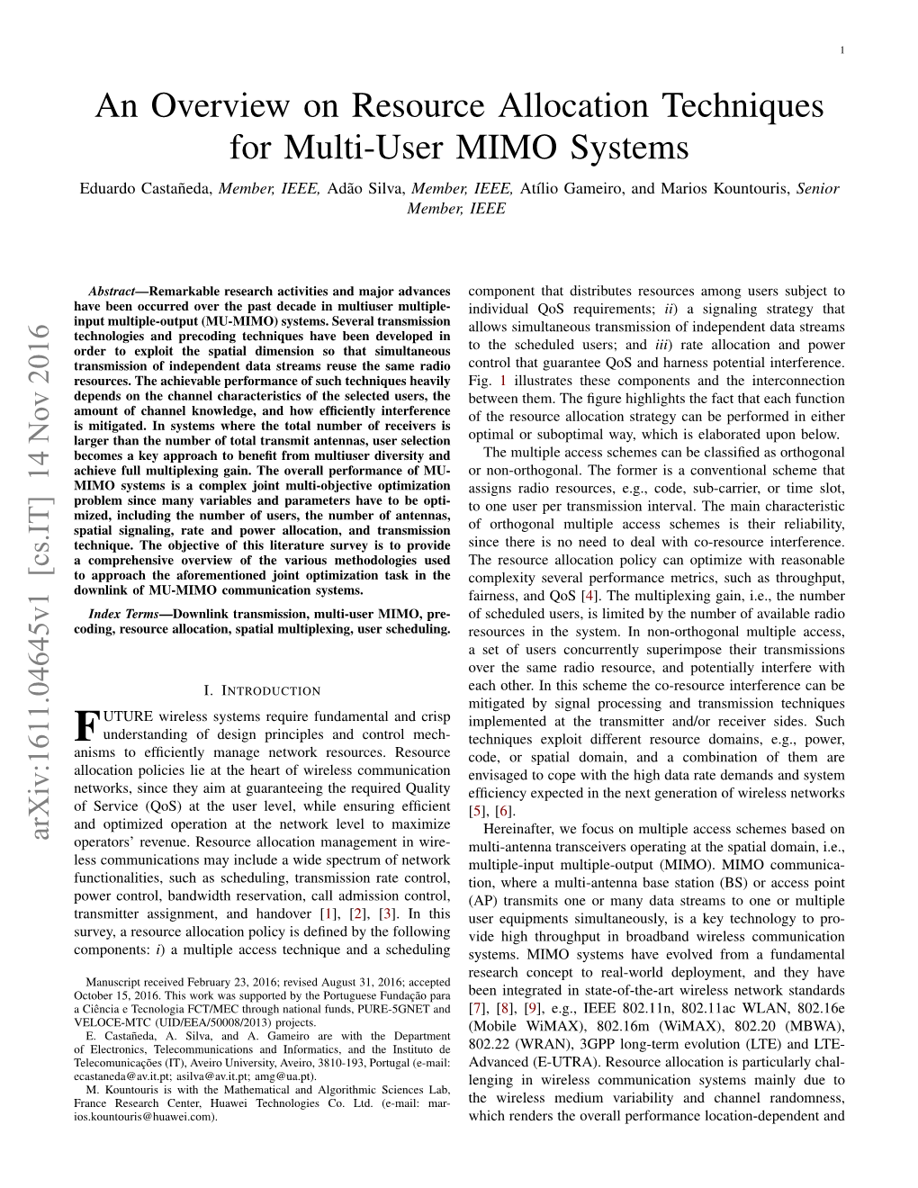 An Overview on Resource Allocation Techniques for Multi-User MIMO Systems