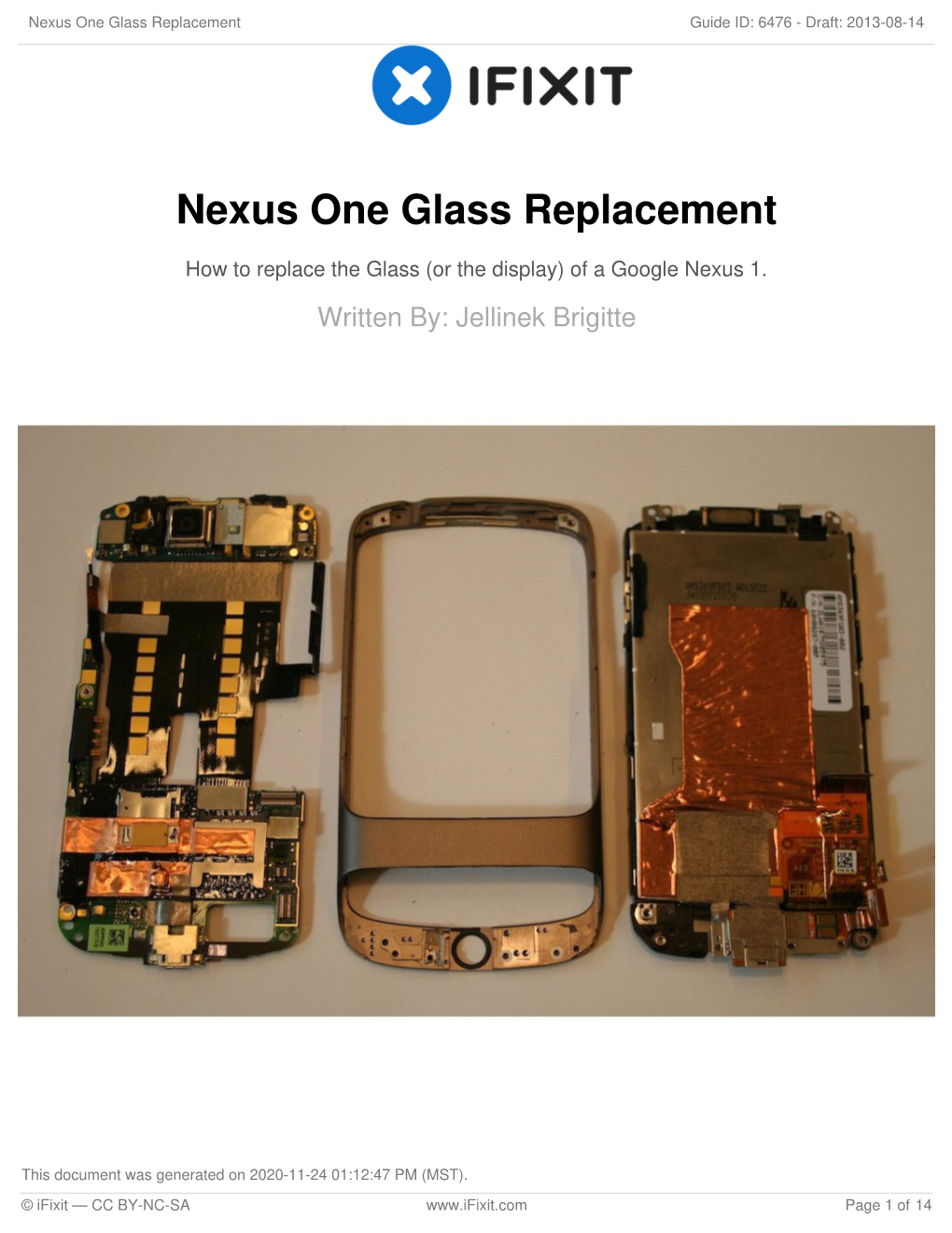 Nexus One Glass Replacement Guide ID: 6476 - Draft: 2013-08-14