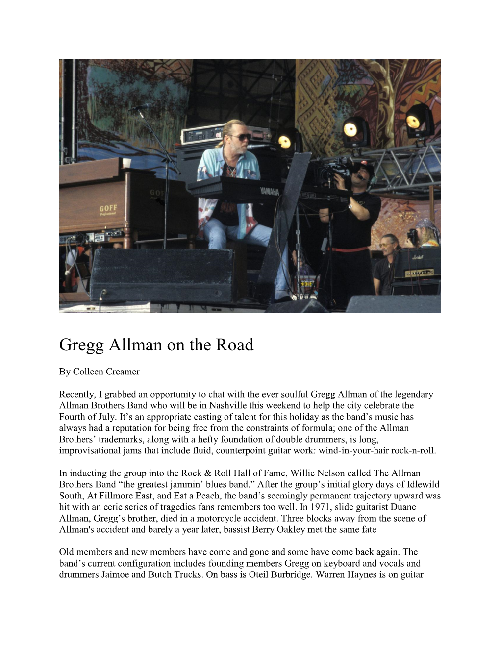 Gregg Allman on the Road