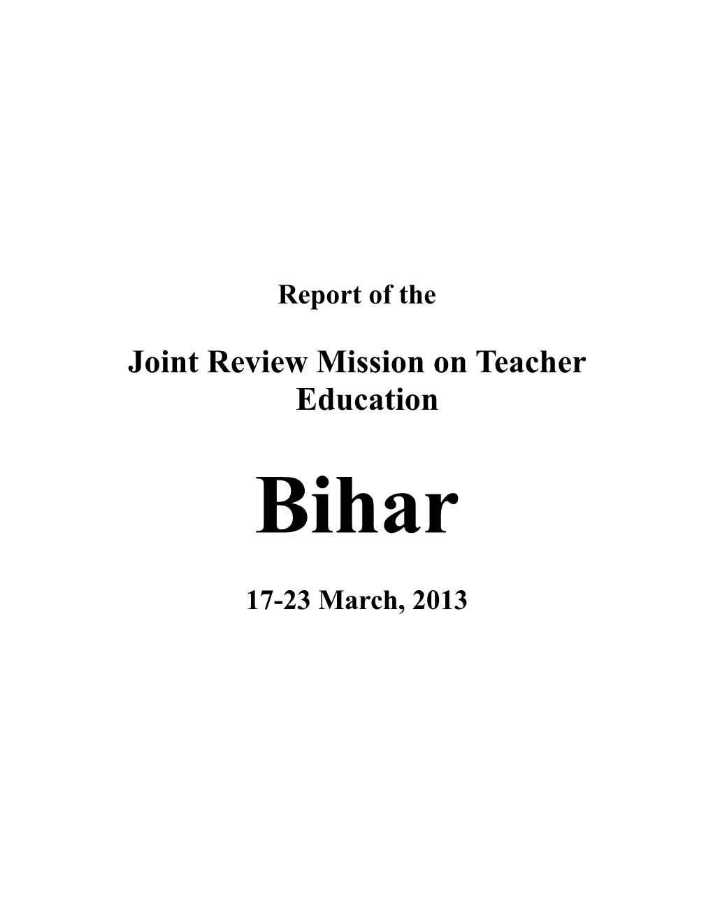 Joint Review Mission on Teacher Education