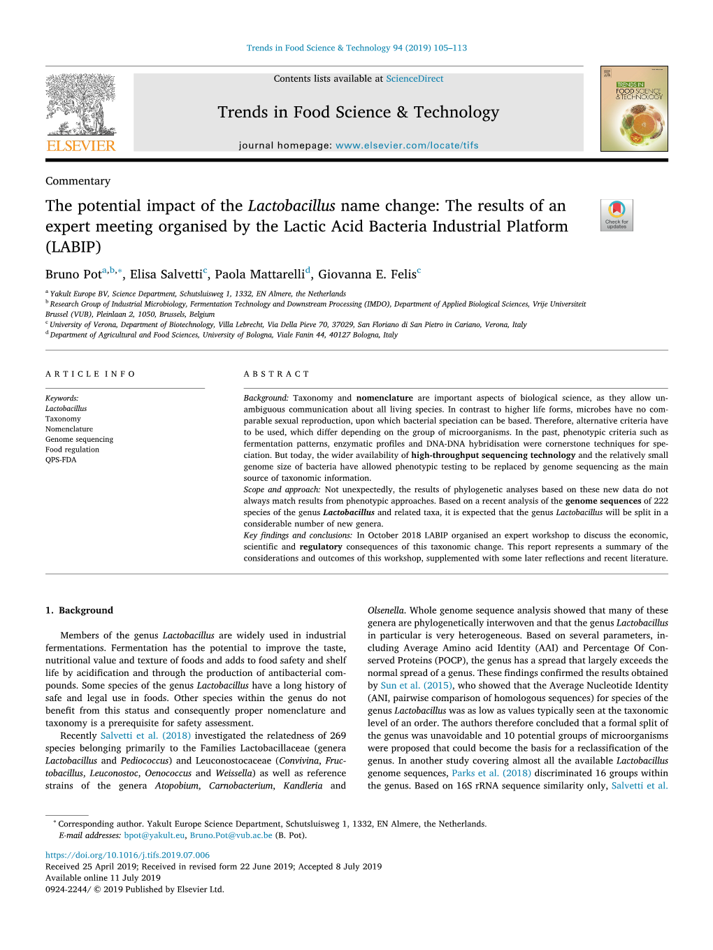 The Potential Impact of the Lactobacillus Name Change The