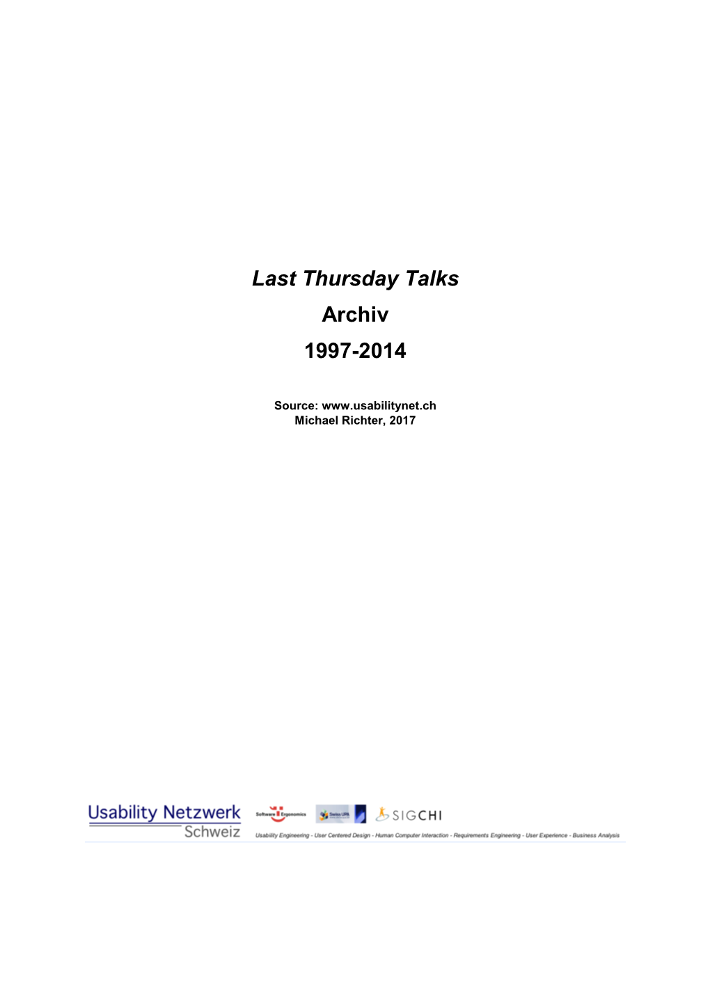 Last Thursday Talks Archiv 1997-2014