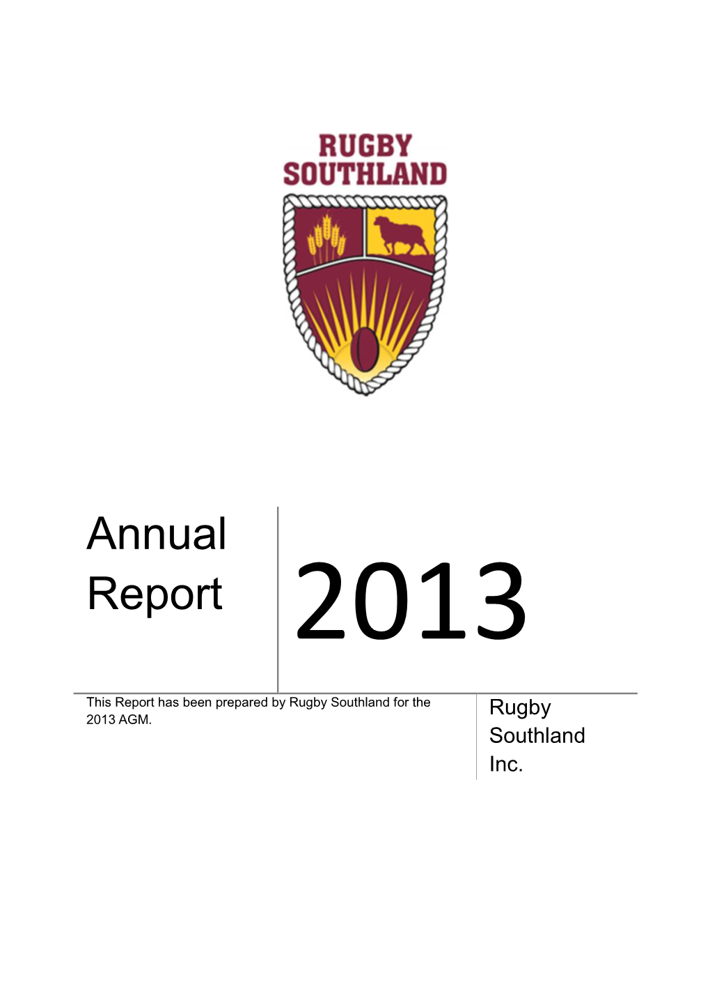 2013 Annual Report of Rugby Southland