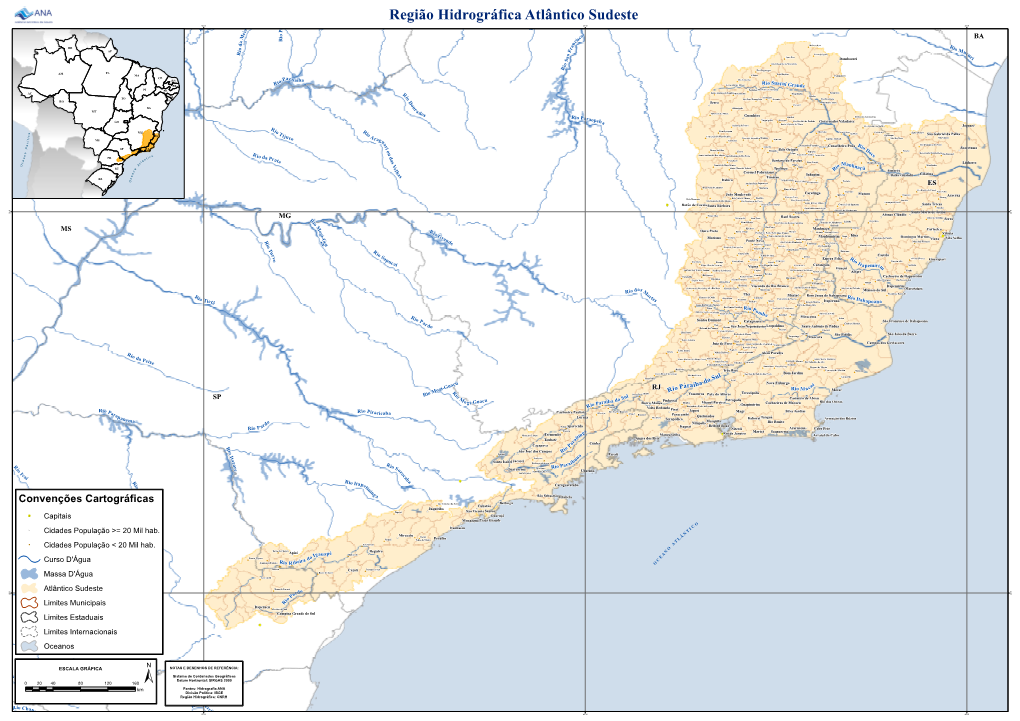 Região Hidrográfica Atlântico Sudeste B O O 50°W O I I 45°W 40°W Dos R P I Io R R