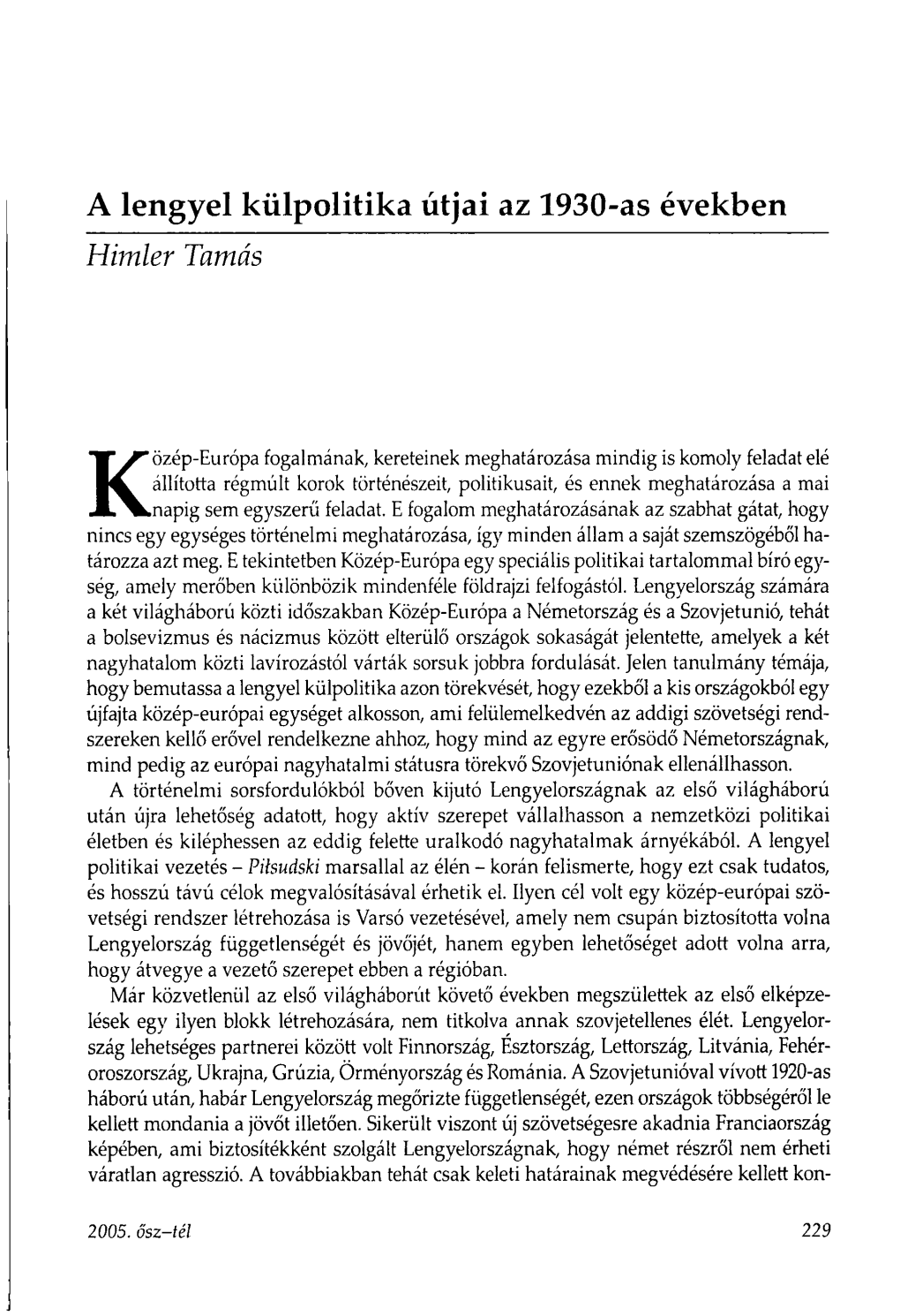 A Lengyel Külpolitika Útjai Az 1930-As Években Himler Tamás