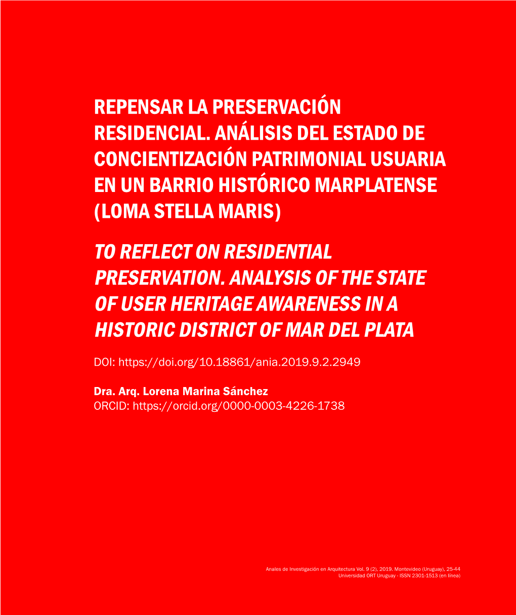 Repensar La Preservación Residencial. Análisis Del