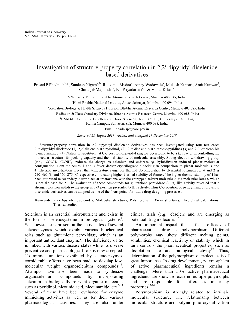 Dipyridyl Diselenide Based Derivatives