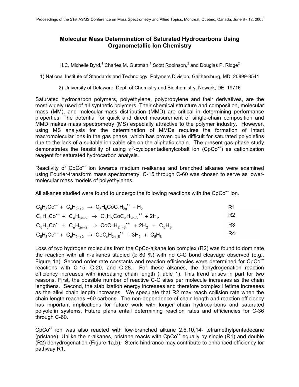 Molecular Mass Determination of Saturated Hydrocarbons Using Organometallic Ion Chemistry