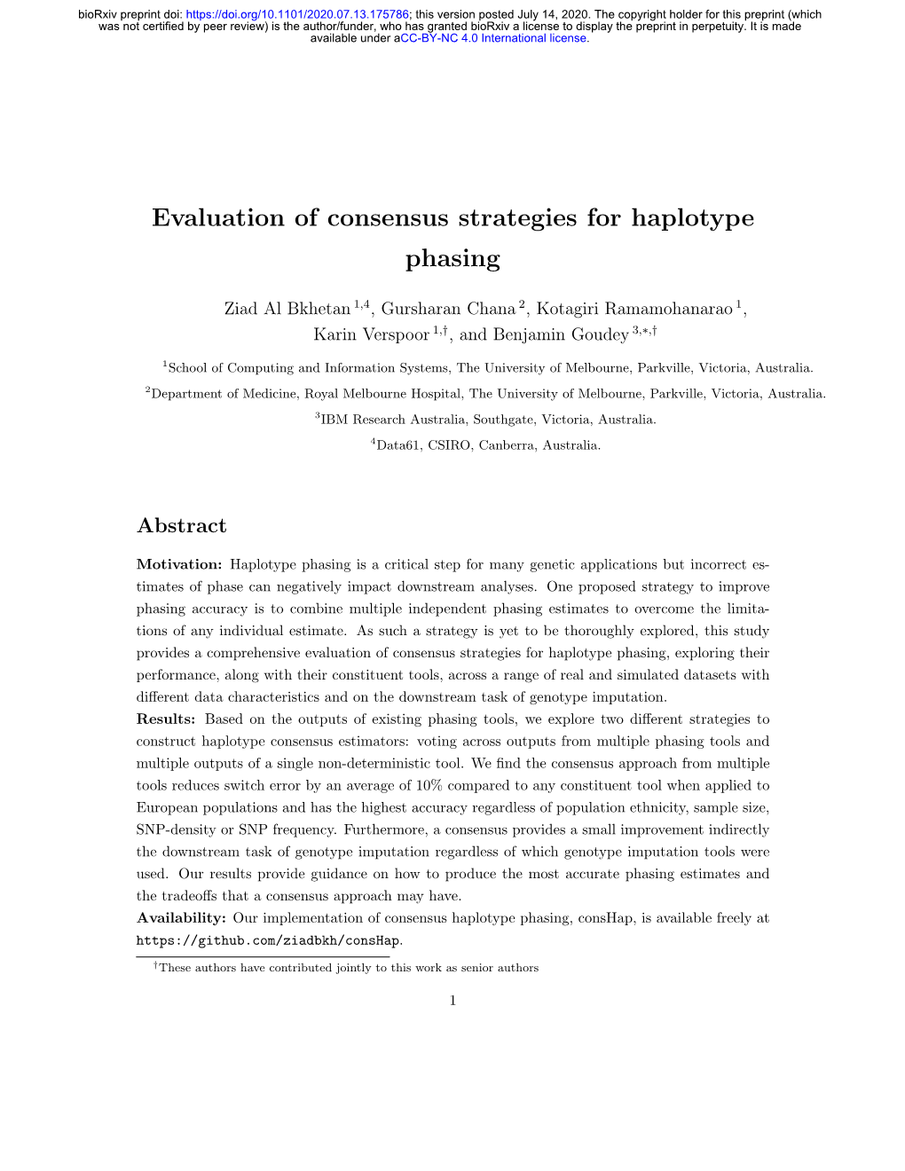 Evaluation of Consensus Strategies for Haplotype Phasing