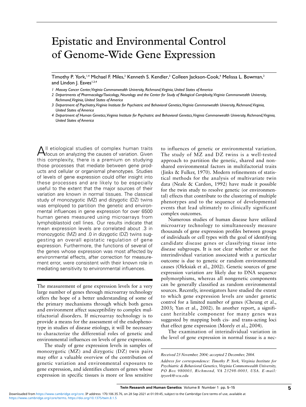 Epistatic and Environmental Control of Genome-Wide Gene Expression