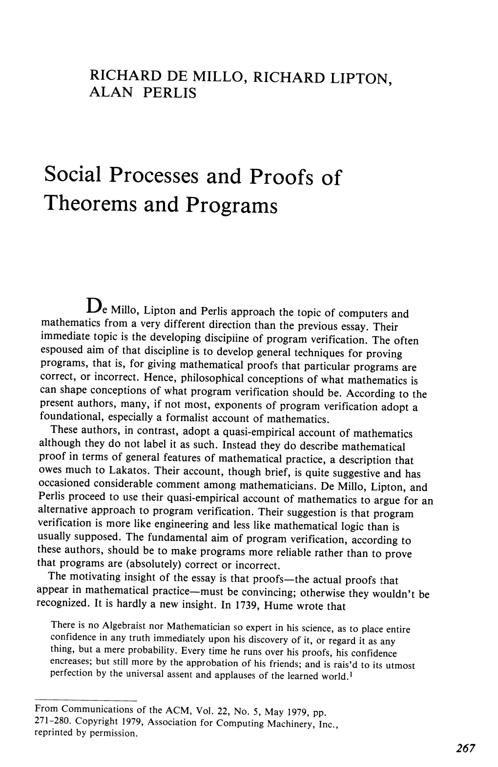 Social Processes and Proofs of Theorems and Programs