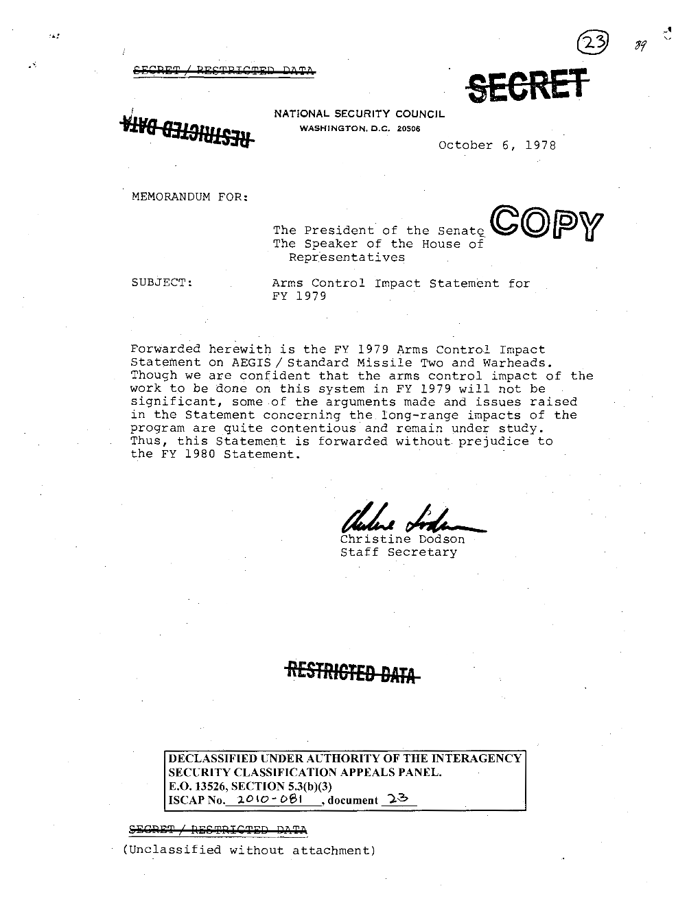 Arms Control Impact Statement for FY 1979