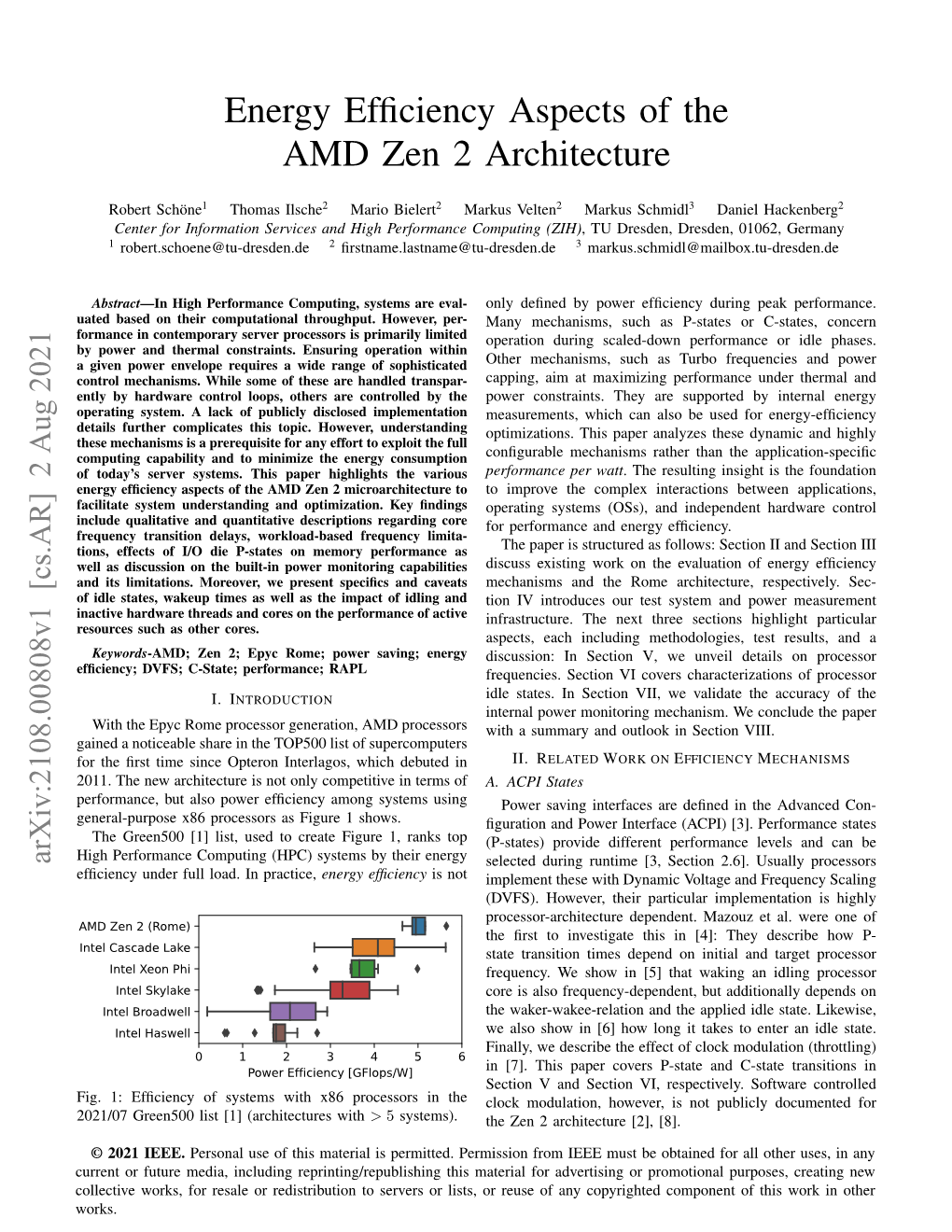 Energy Efficiency Aspects of the AMD Zen 2 Architecture