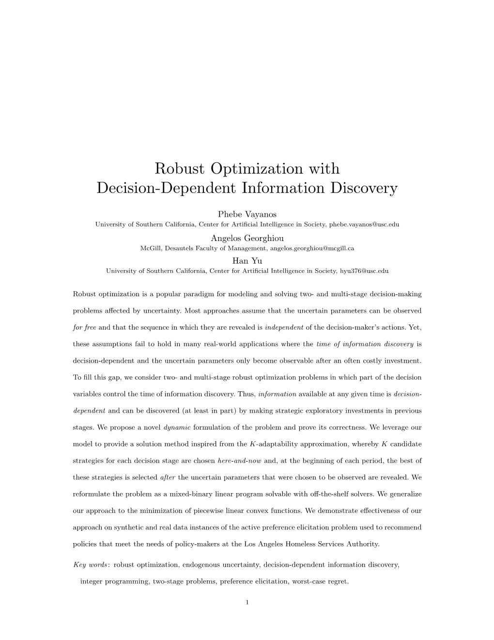 Robust Optimization with Decision-Dependent Information Discovery