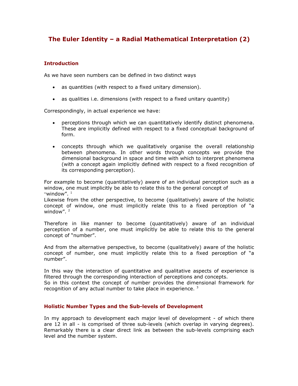 The Euler Identity a Radial Mathematical Interpretation (2)