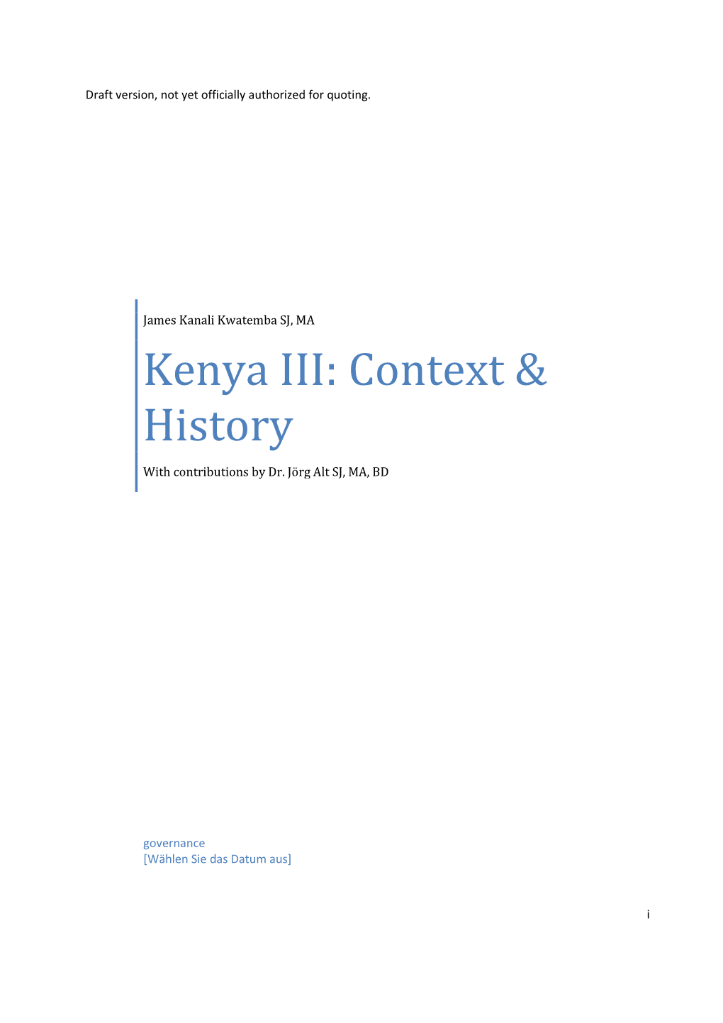 Kenya III: Context & History