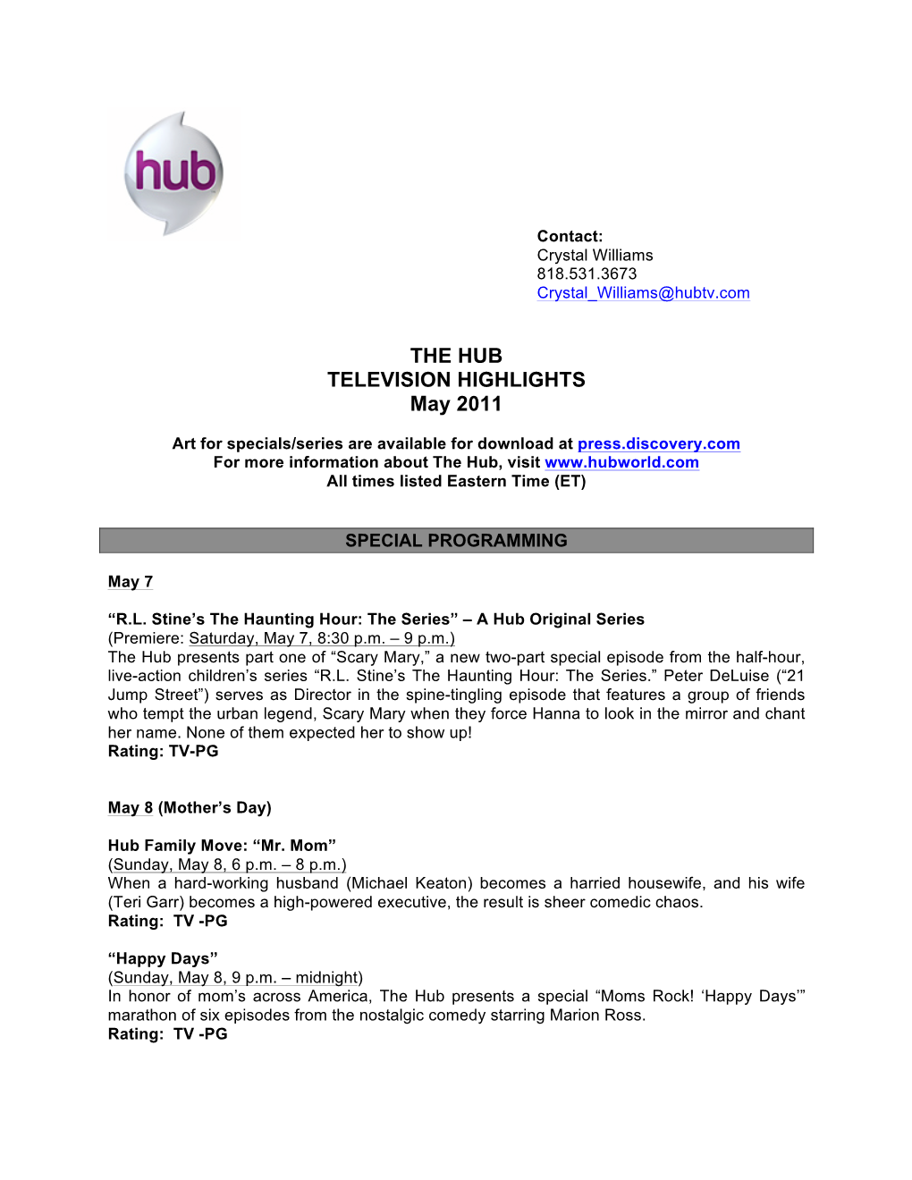 The Hub May 2011 Highlights