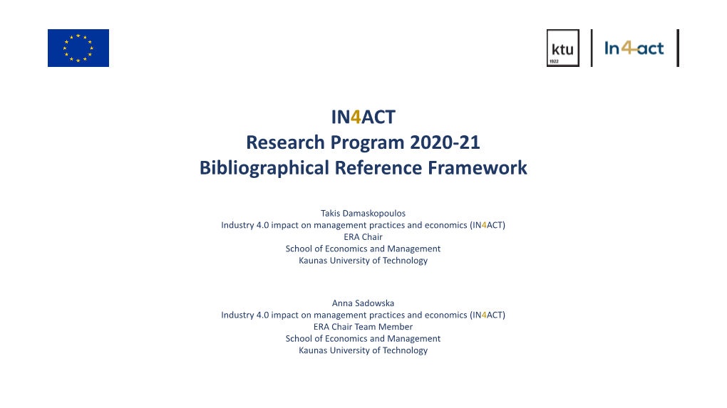 IN4ACT Research Program 2020-21 Bibliographical Reference Framework