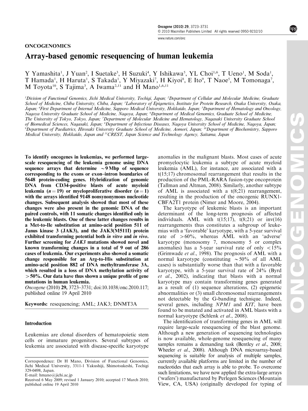 Array-Based Genomic Resequencing of Human Leukemia