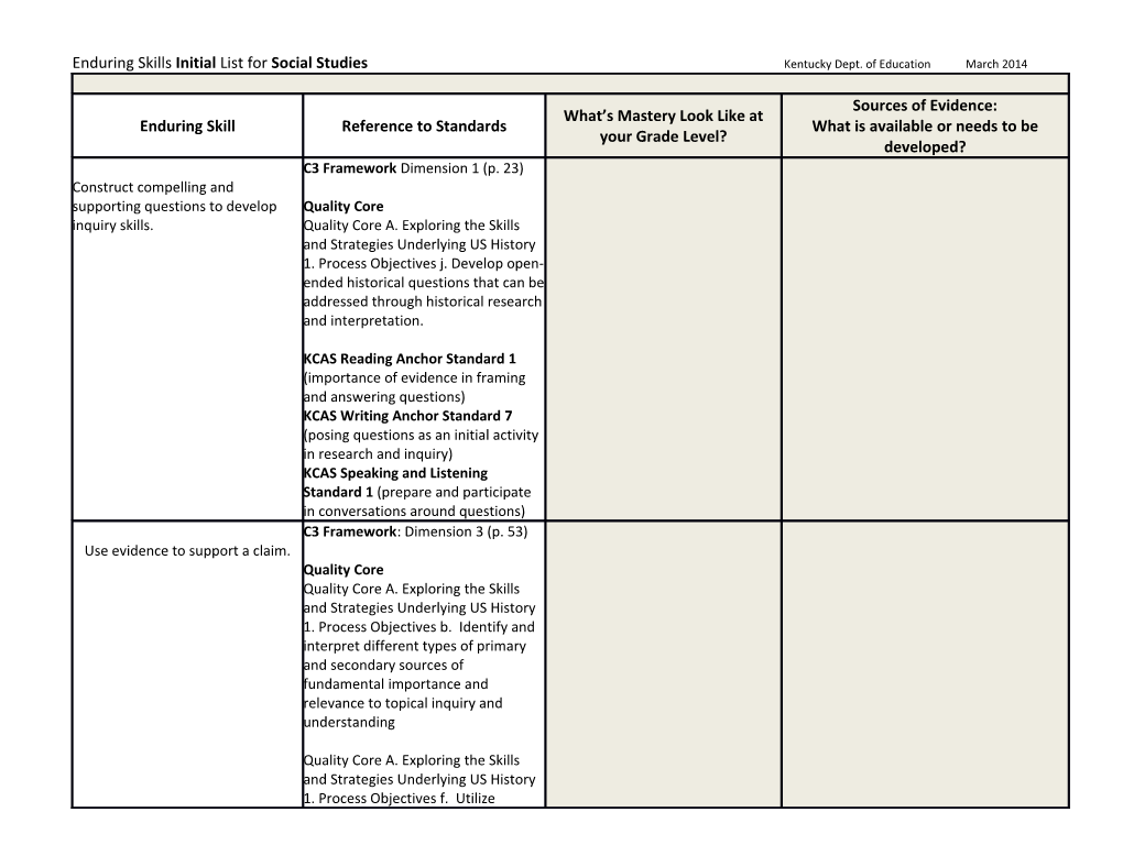 Enduring Skills Initial List for Social Studies - Final