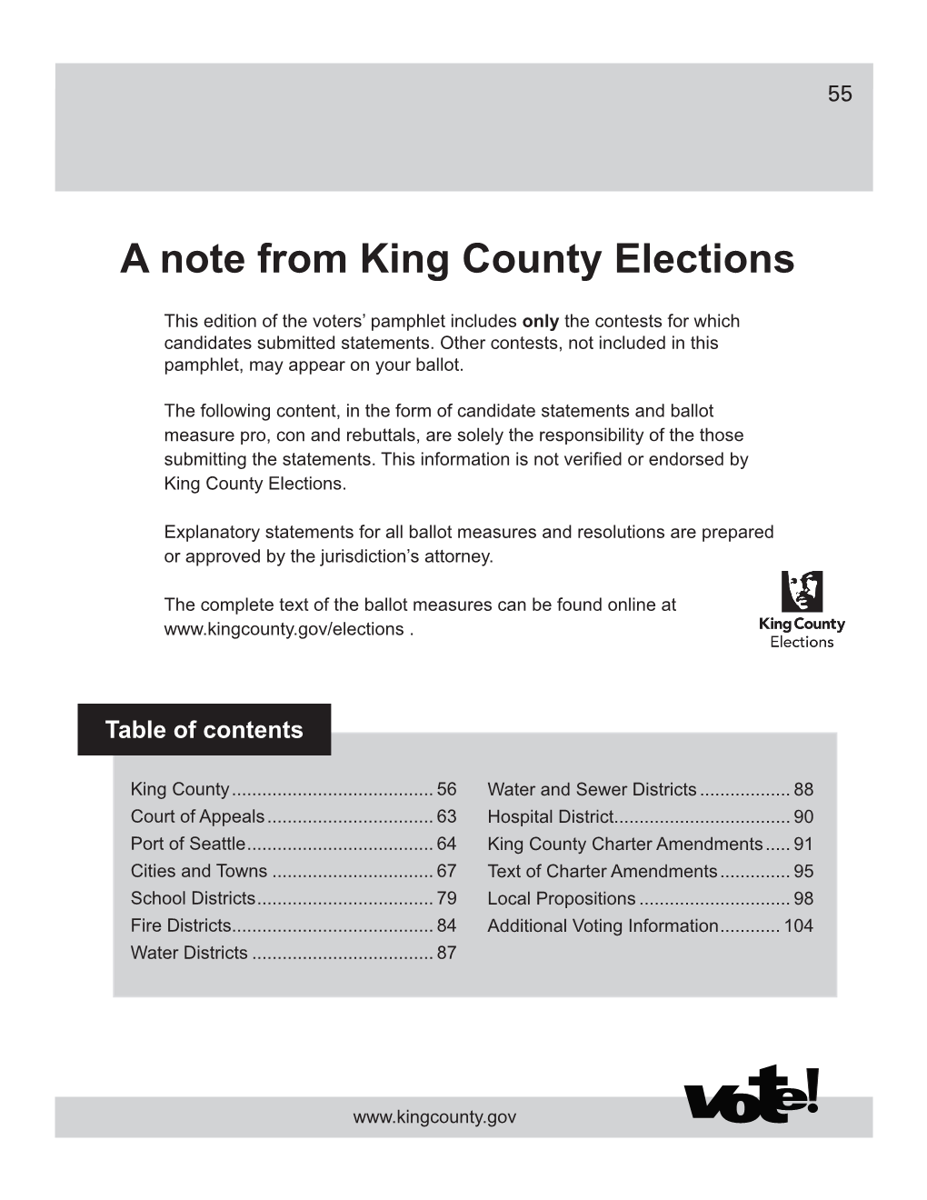 A Note from King County Elections