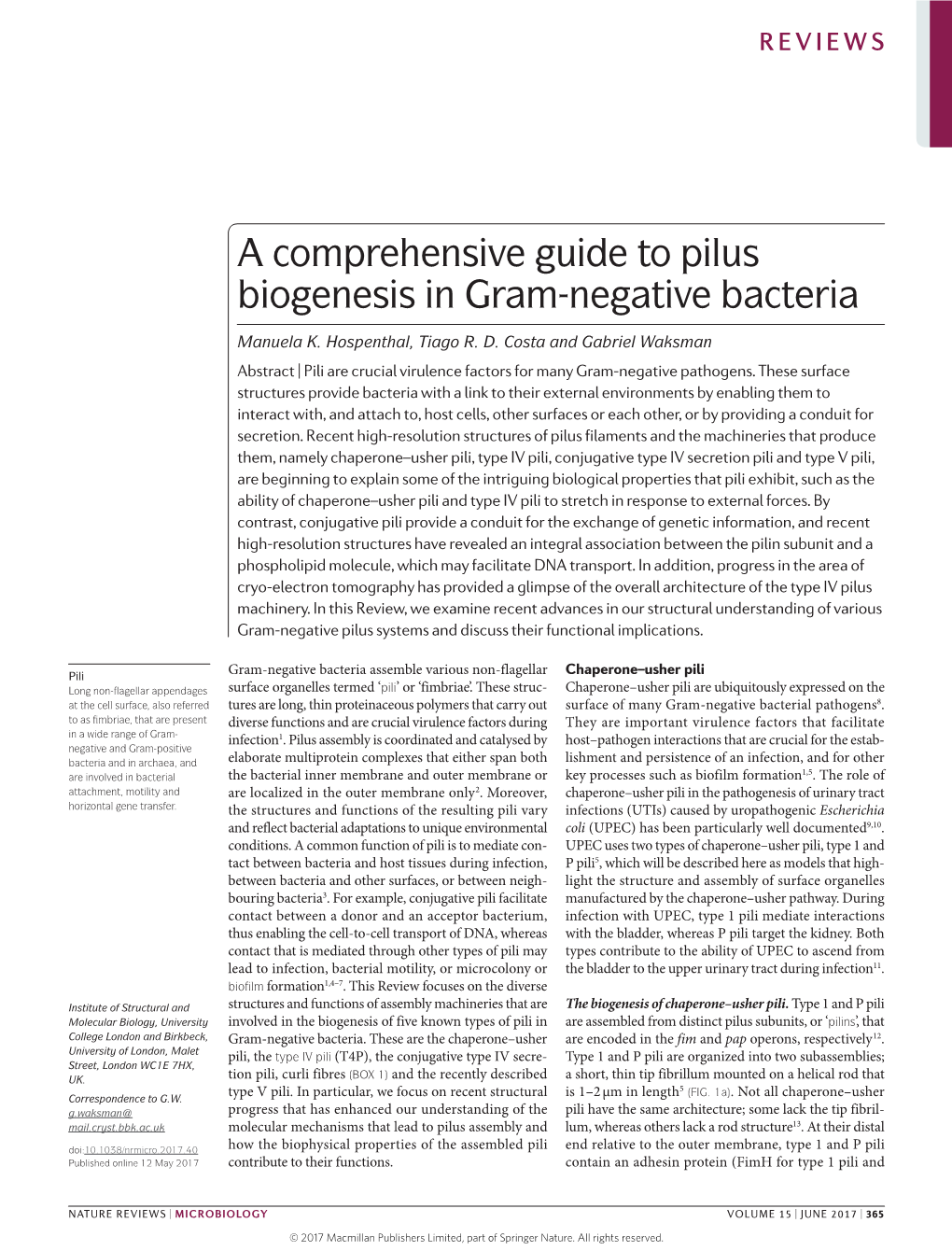 A Comprehensive Guide to Pilus Biogenesis in Gram-Negative Bacteria