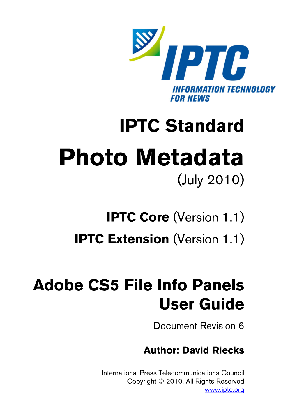 IPTC Photo Metadata User Guide