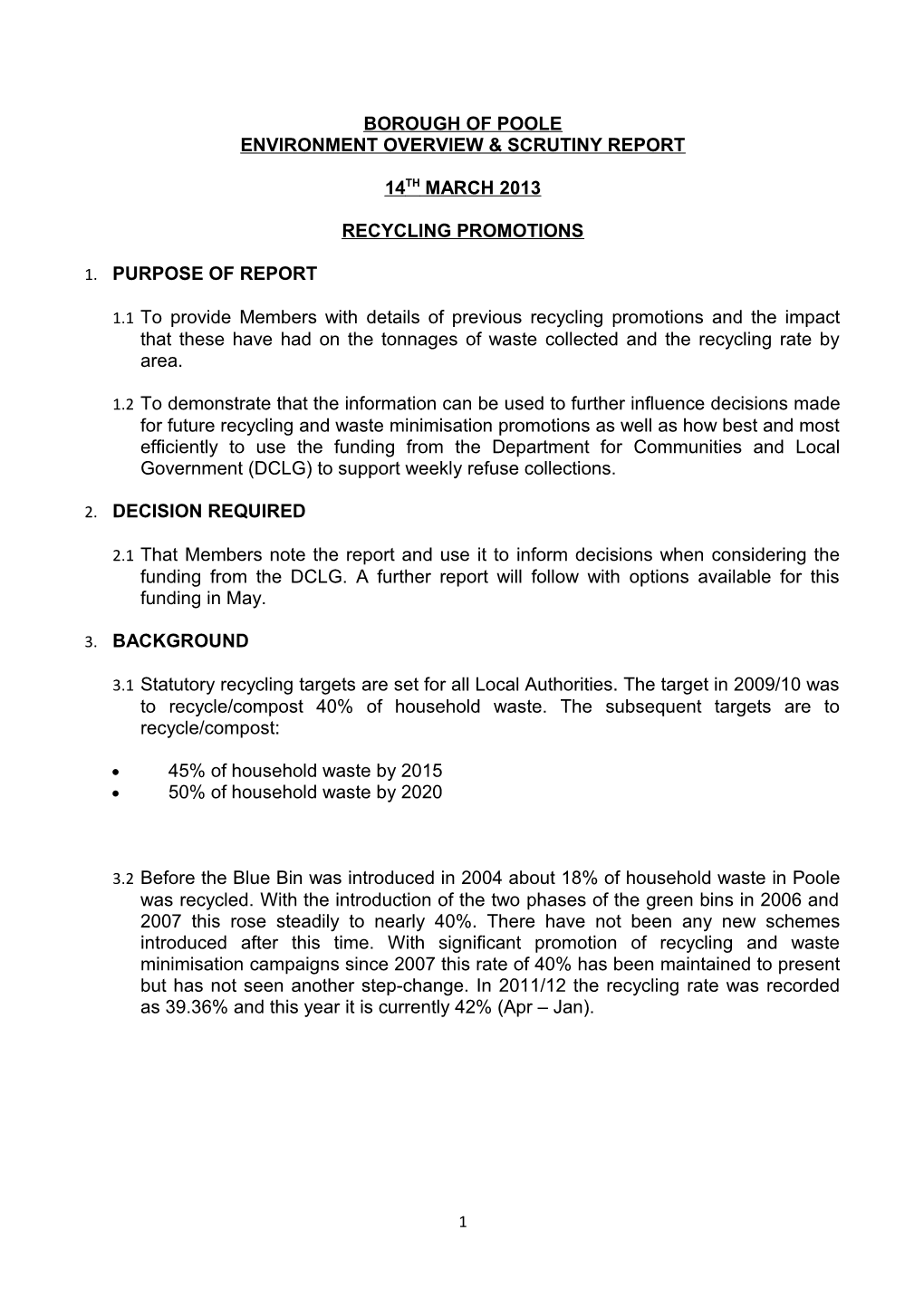 Environment Overview & Scrutiny Report