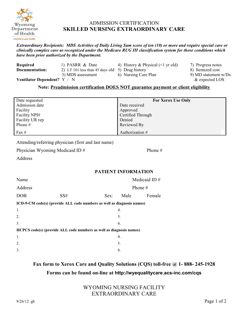 Skilled Nursing Extraordinary Care