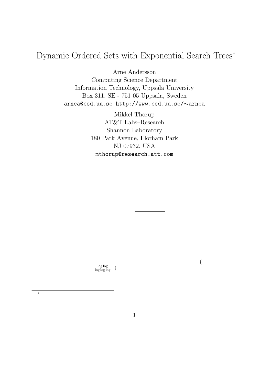 Dynamic Ordered Sets with Exponential Search Trees∗